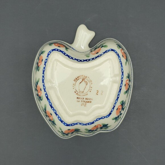 Polish Pottery Manufaktura Apple Dot Bowl Apple Shaped Trinket Dish - Picture 8 of 9